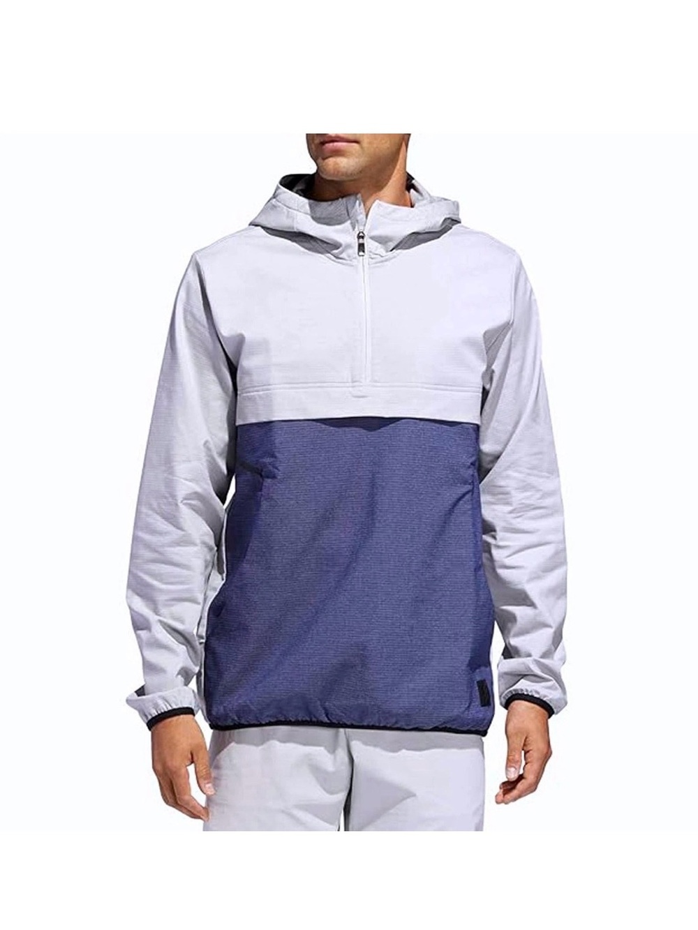ADIDAS Mens Adicross Gray/Blue Anorak Golf/Casual Jacket Water-Resistant Hood